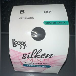 L’eggs Silken Mist Silky Sheer Leg Tights Shaper Panty, Size B, Jet Black 22351